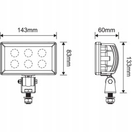 Halogeninė darbo lempa 6 LED 30W 2400lm stačiakampė