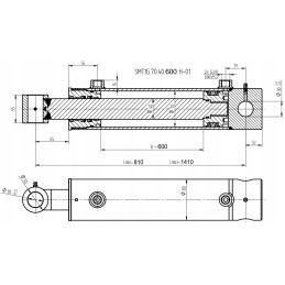 Hidraulinis cilindras smt1g 70x40 taktų 600 2 pusių 8204076