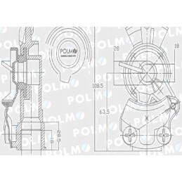 Ortakio jungtis traktoriui, dvipusei priekabai