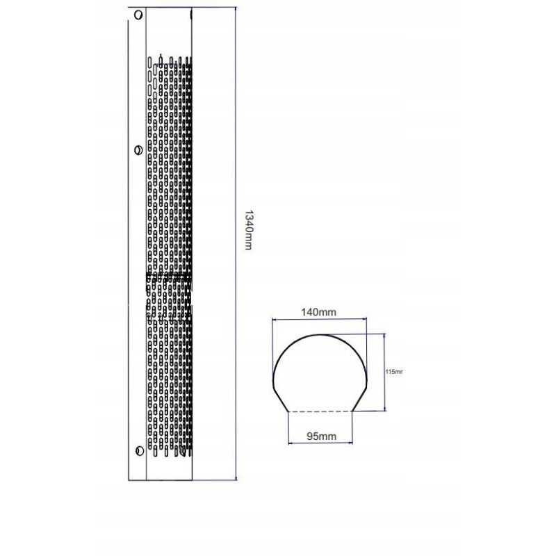 Vertikalus dangtis išmetimo vamzdžiui, nerūdijantis plienas, h18, aukštis