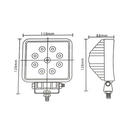 Halogeninė lempa, LED prožektorius, 27 colių, apvalus, 9 LED