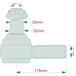 Dešinysis rutulinis šarnyras m18x1 5 deutz massey ferguson