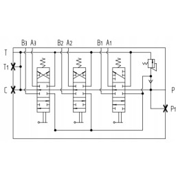 Hidraulinis skirstytuvas 3 sek. 40l sek vienam stūmokliui