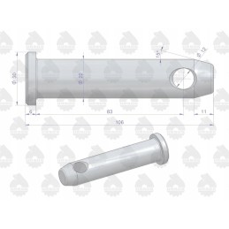 Kaištis, jungiantis priedą su apatiniu kabliu mf orig