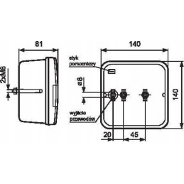 Galinis žibintas, kvadratinis, 12 24v, oranžinis