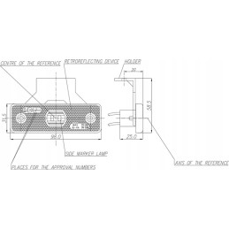 Stačiakampė LED markerinė lempa 12 24v su laidu
