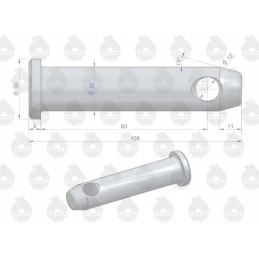 Kaištis, jungiantis priedą su apatiniu kabliu mf orig