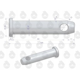 Kaištis, jungiantis priedą su apatiniu kabliu mf orig