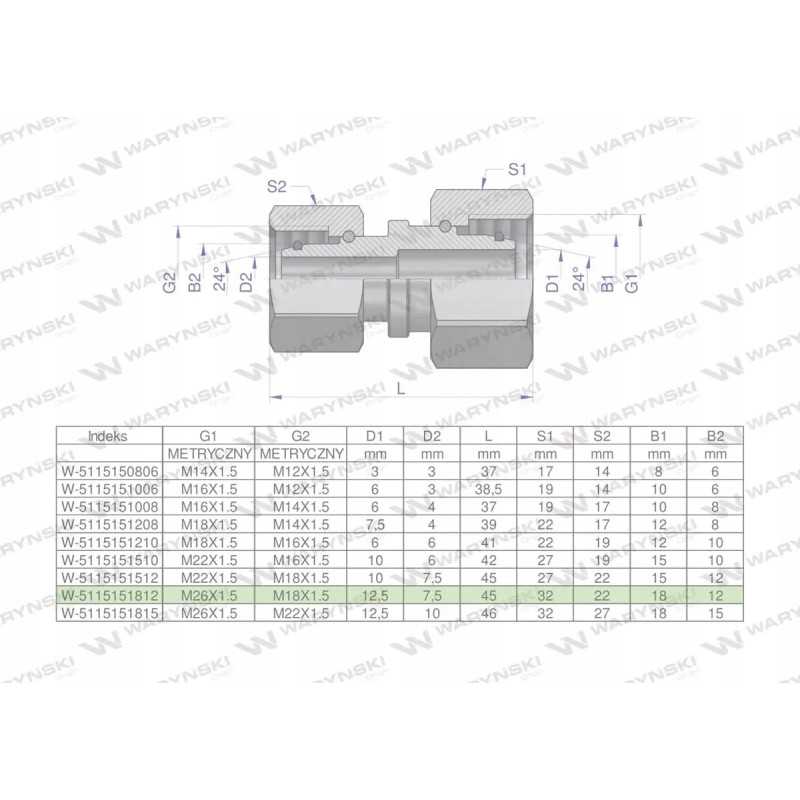 Metrinė hidraulinė jungtis aa m26x1 5 18l x m1