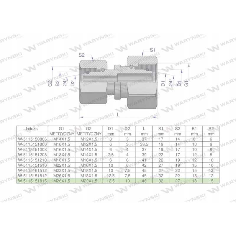 Metrinė hidraulinė jungtis aa m26x1 5 18l x m2