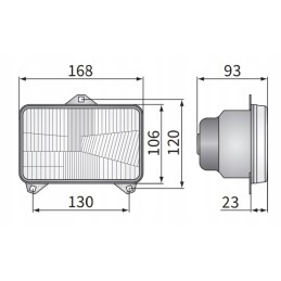 Optinio elemento tipas h4 168x106 artimųjų šviesų kelias