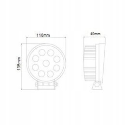 Darbinė lempa 9 LED apvali 9 32v 2200lm halogeninė