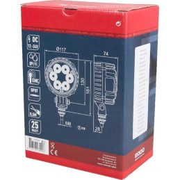 Apvali LED darbo lempa 25w 2000lm 10 30v fi 117