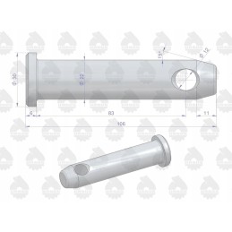 Kaištis, jungiantis priedą su apatiniu kabliu mf orig