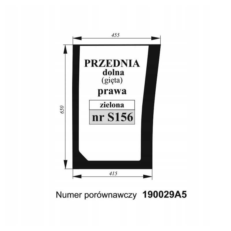Priekinio stiklo dėklas, lenktas, žalias, dešinysis, motogeneris