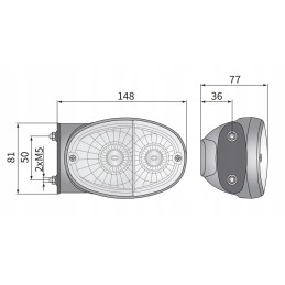 Priekinis žibintas 3f ovalios 140x94 12v lemputės