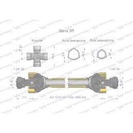 Šarnyrinis ir teleskopinis velenas 1210 1900mm 460nm 50280