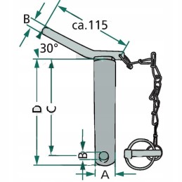 Viršutinis jungties kaištis l 151mm fi 25mm cat 2