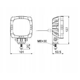 Kombinuotas galinis žibintas su traktoriaus ekskavatoriaus laikikliu