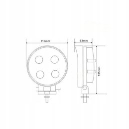 Apvali halogeninė darbo lempa 4 LED 9 32v 2800lm
